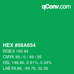 Color code: HEX #08A654 | qconv.com