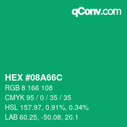 Color code: HEX #08A66C | qconv.com