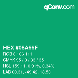 Color code: HEX #08A66F | qconv.com