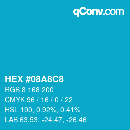 カラーコード: HEX #08A8C8 | qconv.com