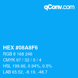 カラーコード: HEX #08A8F6 | qconv.com