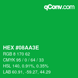 Color code: HEX #08AA3E | qconv.com