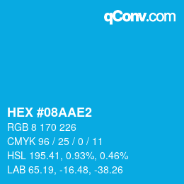 Farbcode: HEX #08AAE2 | qconv.com