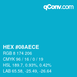 Color code: HEX #08AECE | qconv.com