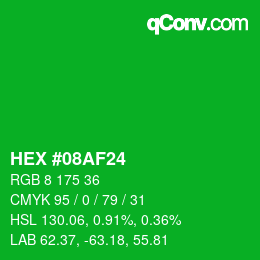 Farbcode: HEX #08AF24 | qconv.com