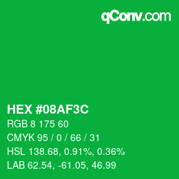 Color code: HEX #08AF3C | qconv.com