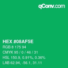 Código de color: HEX #08AF5E | qconv.com