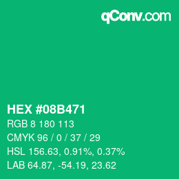 Color code: HEX #08B471 | qconv.com