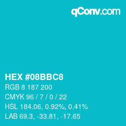 Color code: HEX #08BBC8 | qconv.com