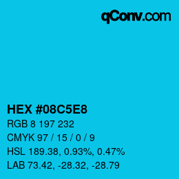 カラーコード: HEX #08C5E8 | qconv.com