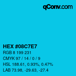 カラーコード: HEX #08C7E7 | qconv.com