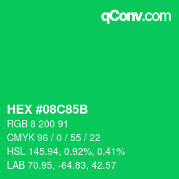 Farbcode: HEX #08C85B | qconv.com