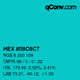 Color code: HEX #08C8C7 | qconv.com