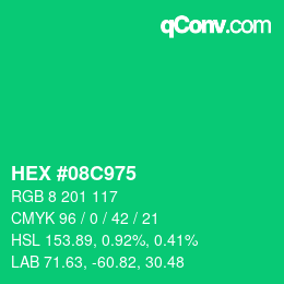Color code: HEX #08C975 | qconv.com