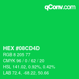 Color code: HEX #08CD4D | qconv.com