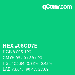 Color code: HEX #08CD7E | qconv.com