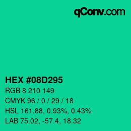 Color code: HEX #08D295 | qconv.com