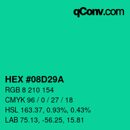 Color code: HEX #08D29A | qconv.com