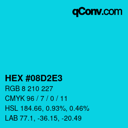 Color code: HEX #08D2E3 | qconv.com