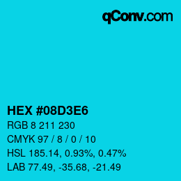 Color code: HEX #08D3E6 | qconv.com