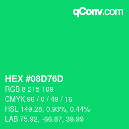 Color code: HEX #08D76D | qconv.com