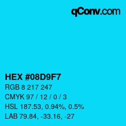 Color code: HEX #08D9F7 | qconv.com