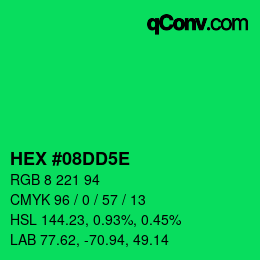 Farbcode: HEX #08DD5E | qconv.com
