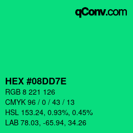 Color code: HEX #08DD7E | qconv.com