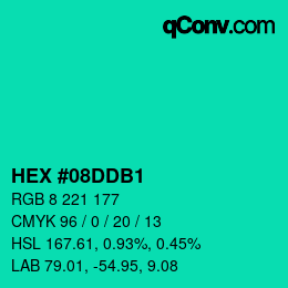 Color code: HEX #08DDB1 | qconv.com