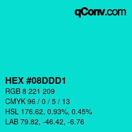 Color code: HEX #08DDD1 | qconv.com