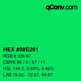 Color code: HEX #08E261 | qconv.com