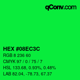 Color code: HEX #08EC3C | qconv.com