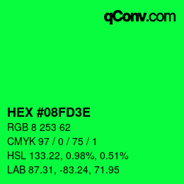 Color code: HEX #08FD3E | qconv.com