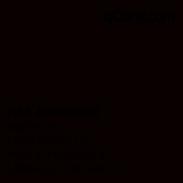 Farbcode: HEX #09000000 | qconv.com