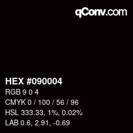 Farbcode: HEX #090004 | qconv.com