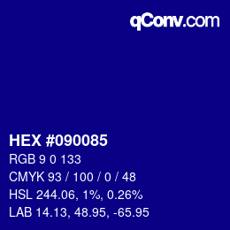 Color code: HEX #090085 | qconv.com