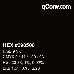 Color code: HEX #090500 | qconv.com