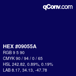 カラーコード: HEX #09055A | qconv.com