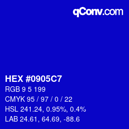 Color code: HEX #0905C7 | qconv.com