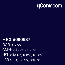 Color code: HEX #090637 | qconv.com