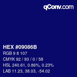 Color code: HEX #09086B | qconv.com