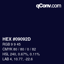 Color code: HEX #09092D | qconv.com