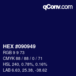 Color code: HEX #090949 | qconv.com