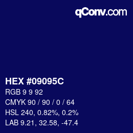 Color code: HEX #09095C | qconv.com