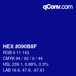 カラーコード: HEX #090B8F | qconv.com