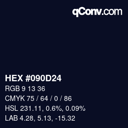颜色代码: HEX #090D24 | qconv.com