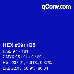 Color code: HEX #0911B5 | qconv.com
