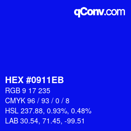 Color code: HEX #0911EB | qconv.com