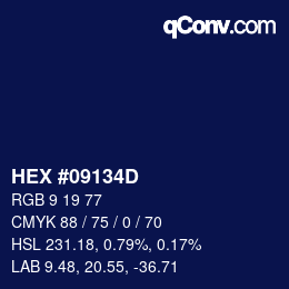 Color code: HEX #09134D | qconv.com