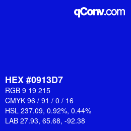 Color code: HEX #0913D7 | qconv.com